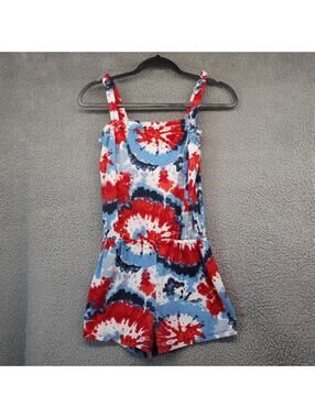 Place Girls XL romper Tie Dye Red Blue Summer Pool Festival